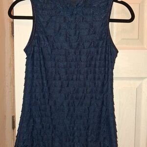 NY Collection Navy Ruffle Tank Top